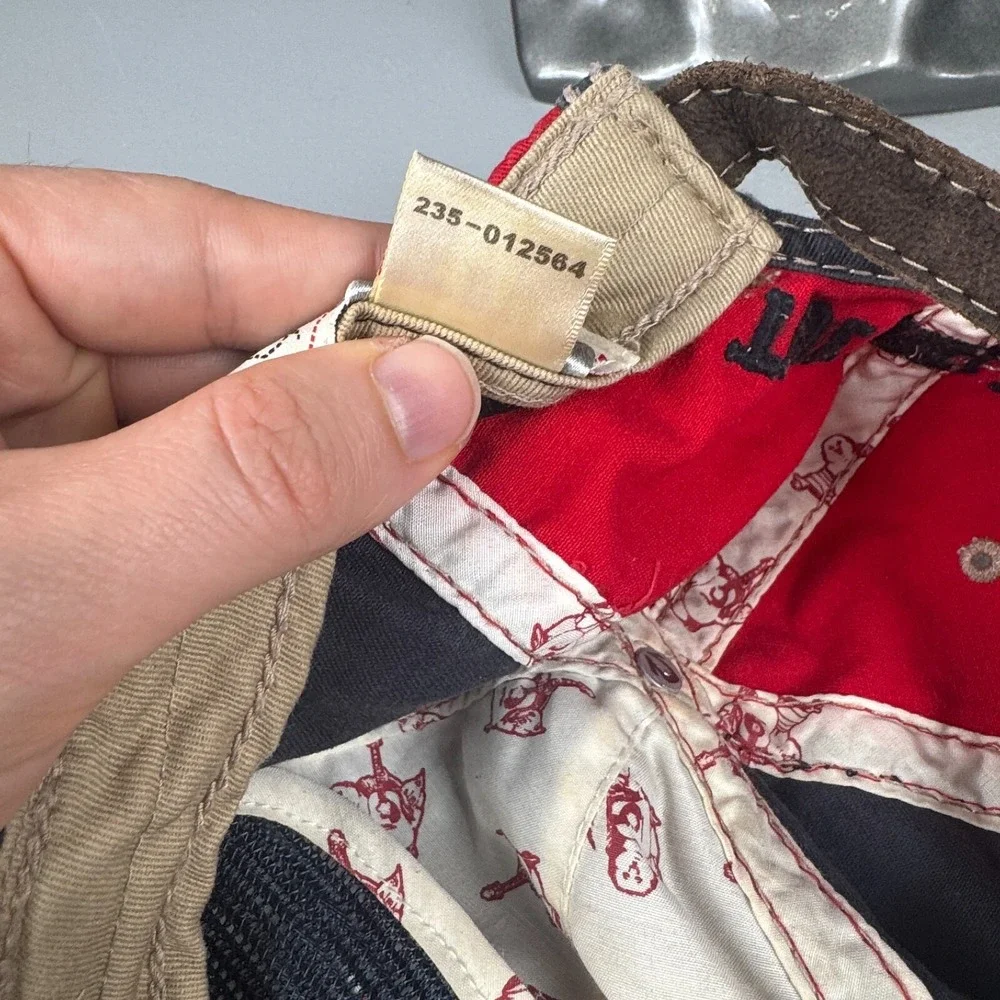 VTG True Religion‎ Hat Mens Gray Distressed Y2K Buddha Logo Baseball Cap